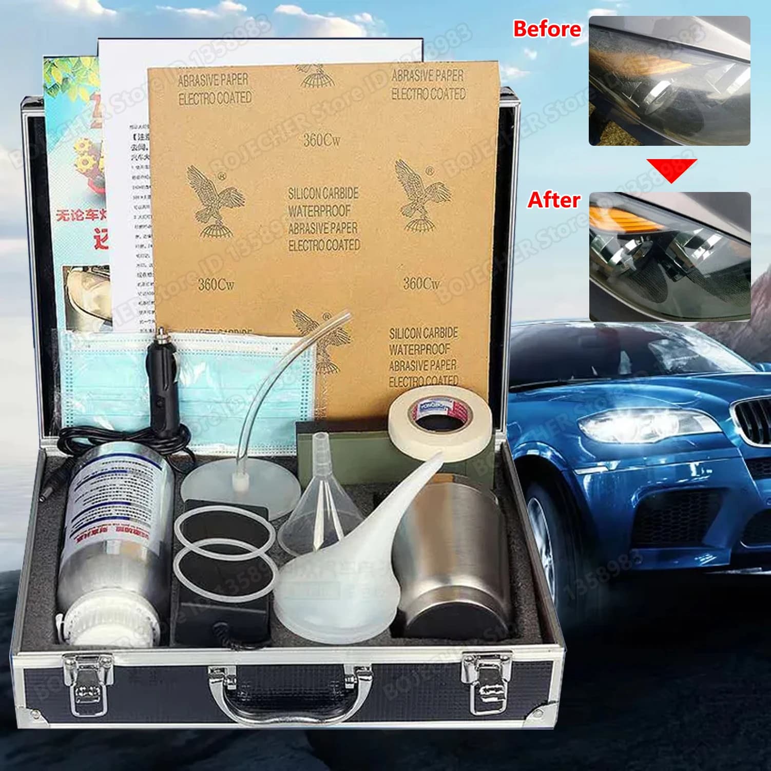 Restoration kit for polishing the car headlights Restoration kit for repairing car headlights 50ml/100ml Set of clean car tools for liquid polymers