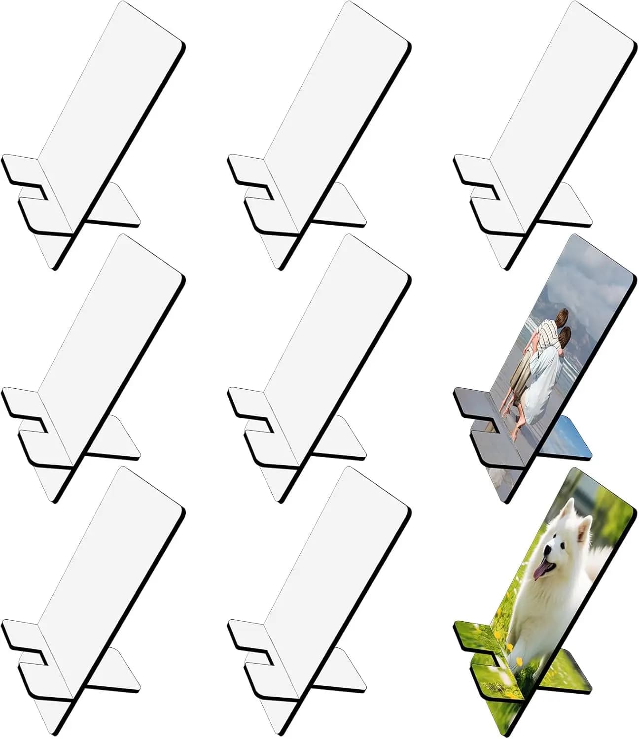 5sets Sublimation Blanks Cell Phone Stand Holder MDF Desktop Phone Holders Smartphone Tablet Stands DIY Portable Craft