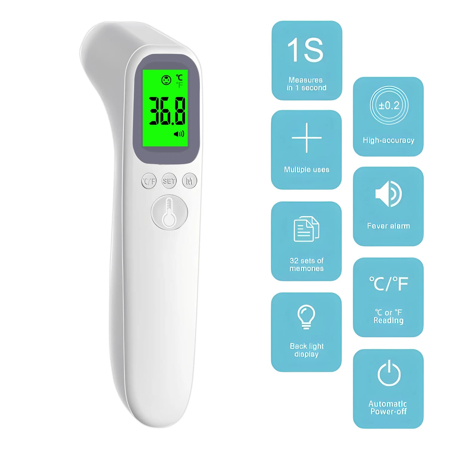 Termometro Digitale Elettronico a Infrarossi Senza Contatto per Bambini e Adulti, Termometro Medico per il Monitoraggio della Febbre a Casa