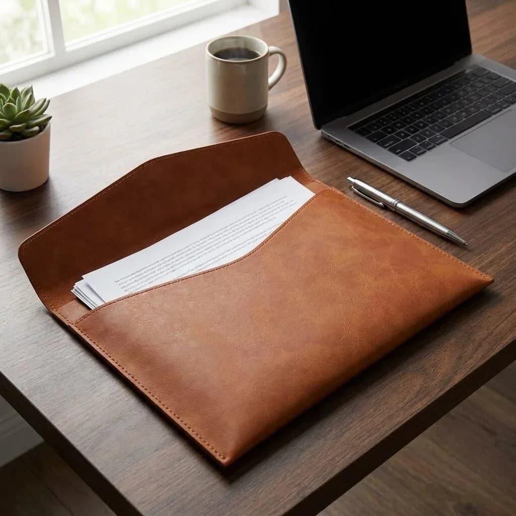 Cartella Portadocumenti A4 in Pelle PU, Organizer per Documenti Aziendali, Borsa Impermeabile per Contratti, Fatture, Dati, Ufficio e Scuola
