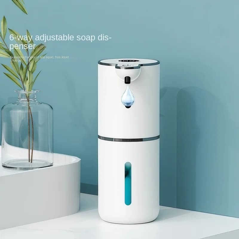 Dispenser automatico di sapone per le mani in schiuma a induzione, dispenser di sapone elettrico regolabile a 4 stadi, ricaricabile tramite USB touch free - bianco