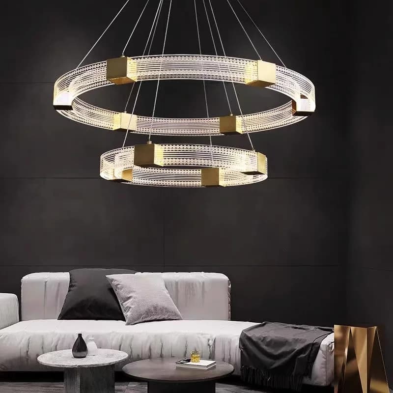 Lampada a sospensione moderna e di lusso per soggiorno, luce per camera da letto semplice e suggestiva, ristorante di fascia alta per uso domestico ad anello circolare