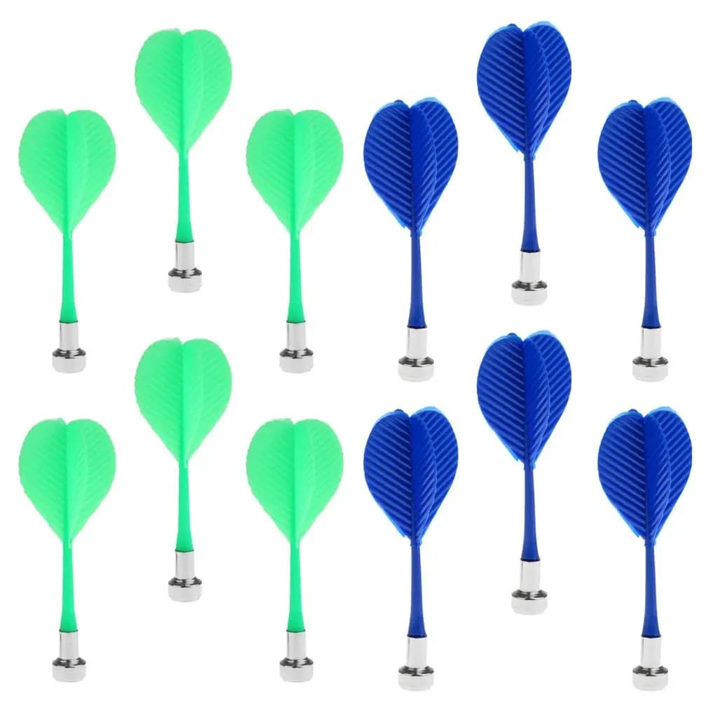 Set di freccette magnetiche da 12 pezzi, punte in plastica di sicurezza, freccette di ricambio durevoli per giochi da interni con lavagna magnetica su due lati