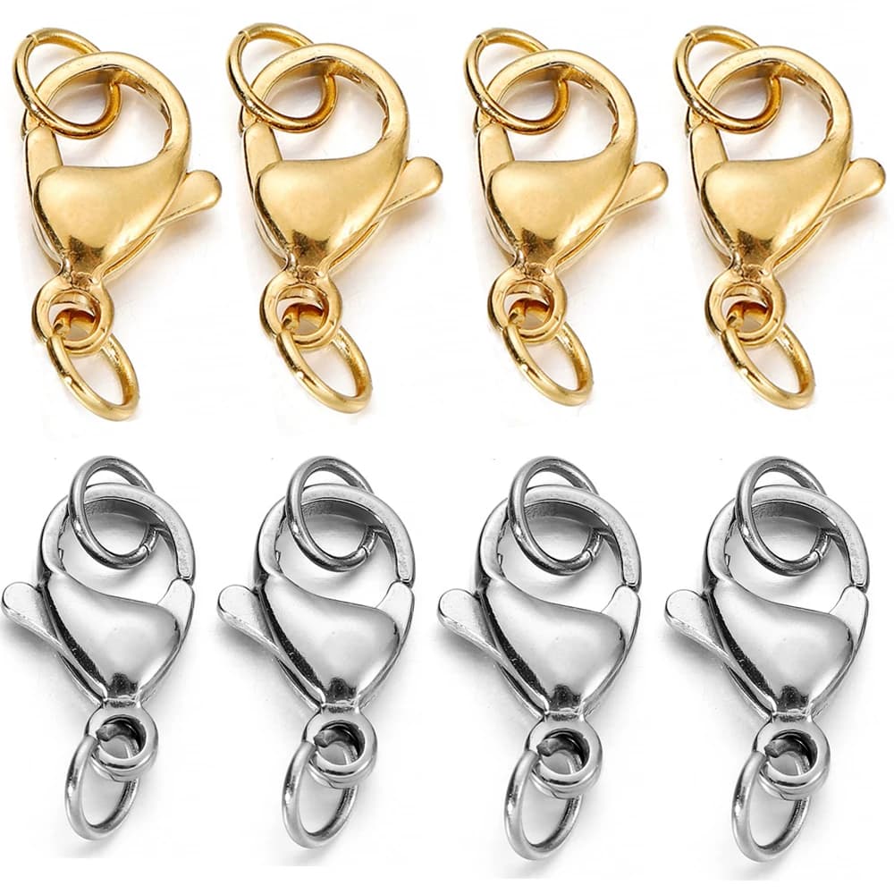 30 pezzi di chiusura a moschettone in acciaio inossidabile con anelli di salto per collana a catena fai da te braccialetto creazione di gioielli risultati forniture connettore