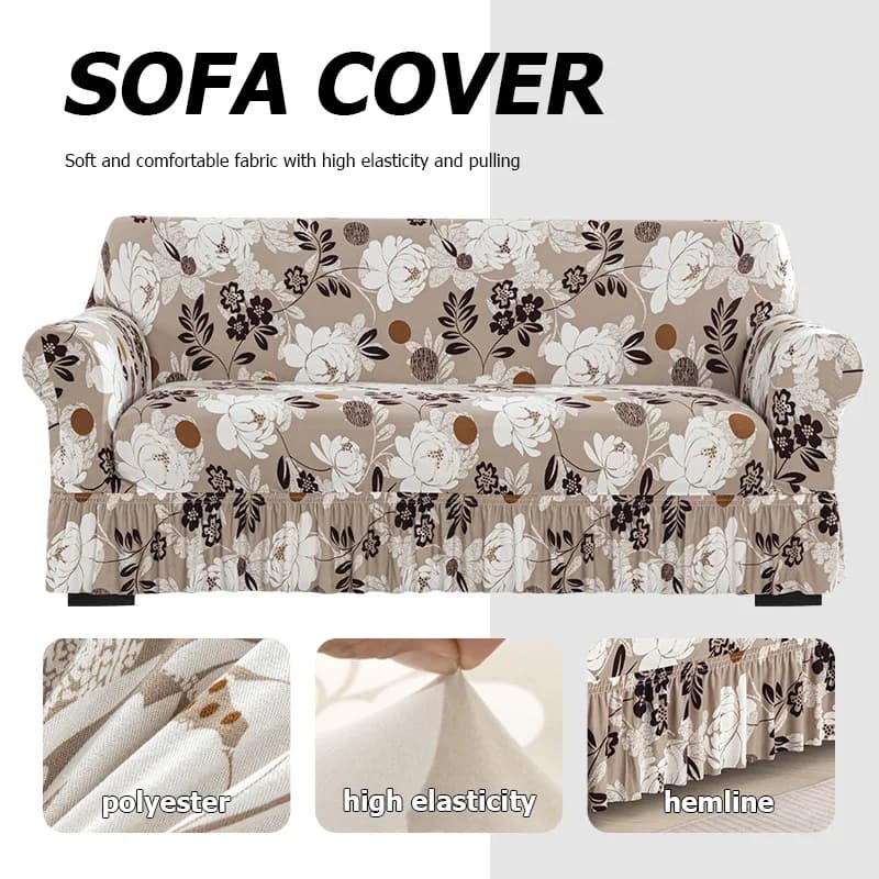 All-Cover Elastic Milk Silk Sofa Cover All-Season Anti-Slip Polyester Universal Sofa Cushion Cover Scratch Cover Fabrics
