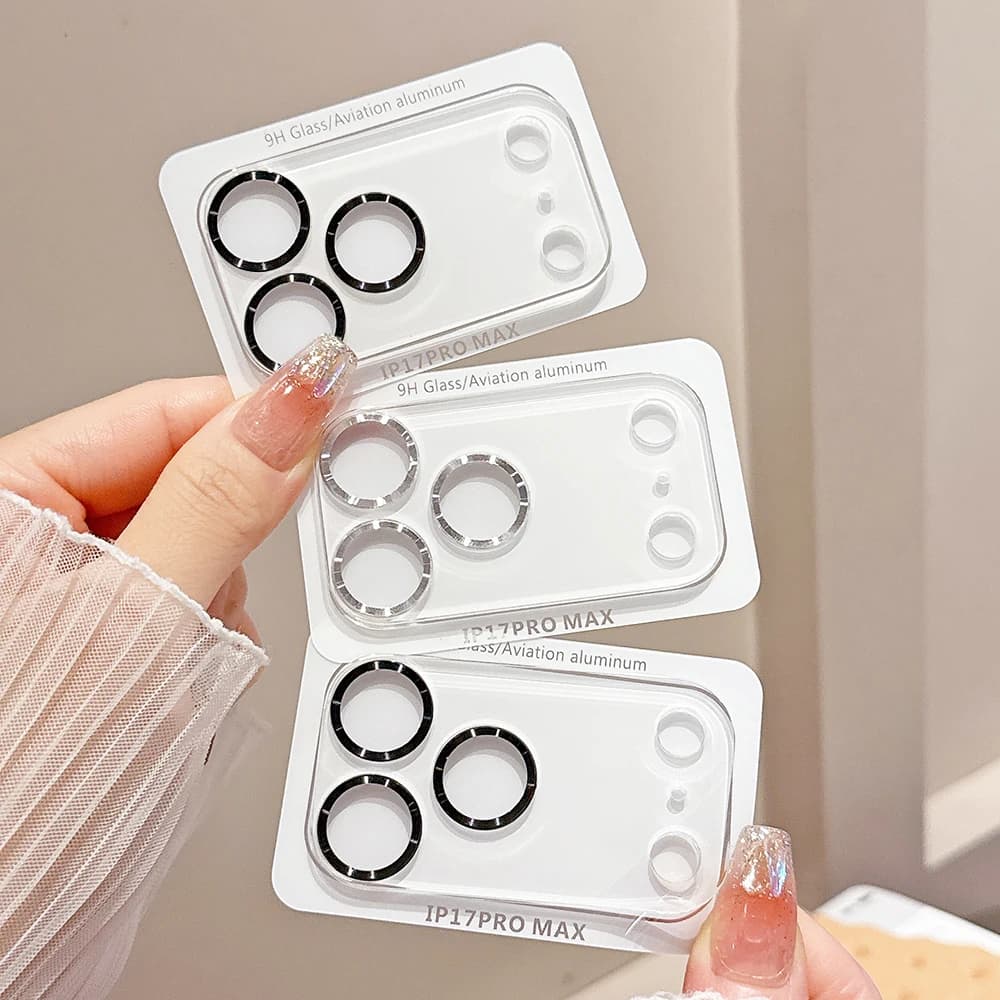 Protezione per Obiettivo Fotocamera per iPhone 17 Pro Max, 17 Pro, 17, 13, 16, 15, 14, 13 Mini, Air - Vetro Temperato Trasparente a Copertura Totale