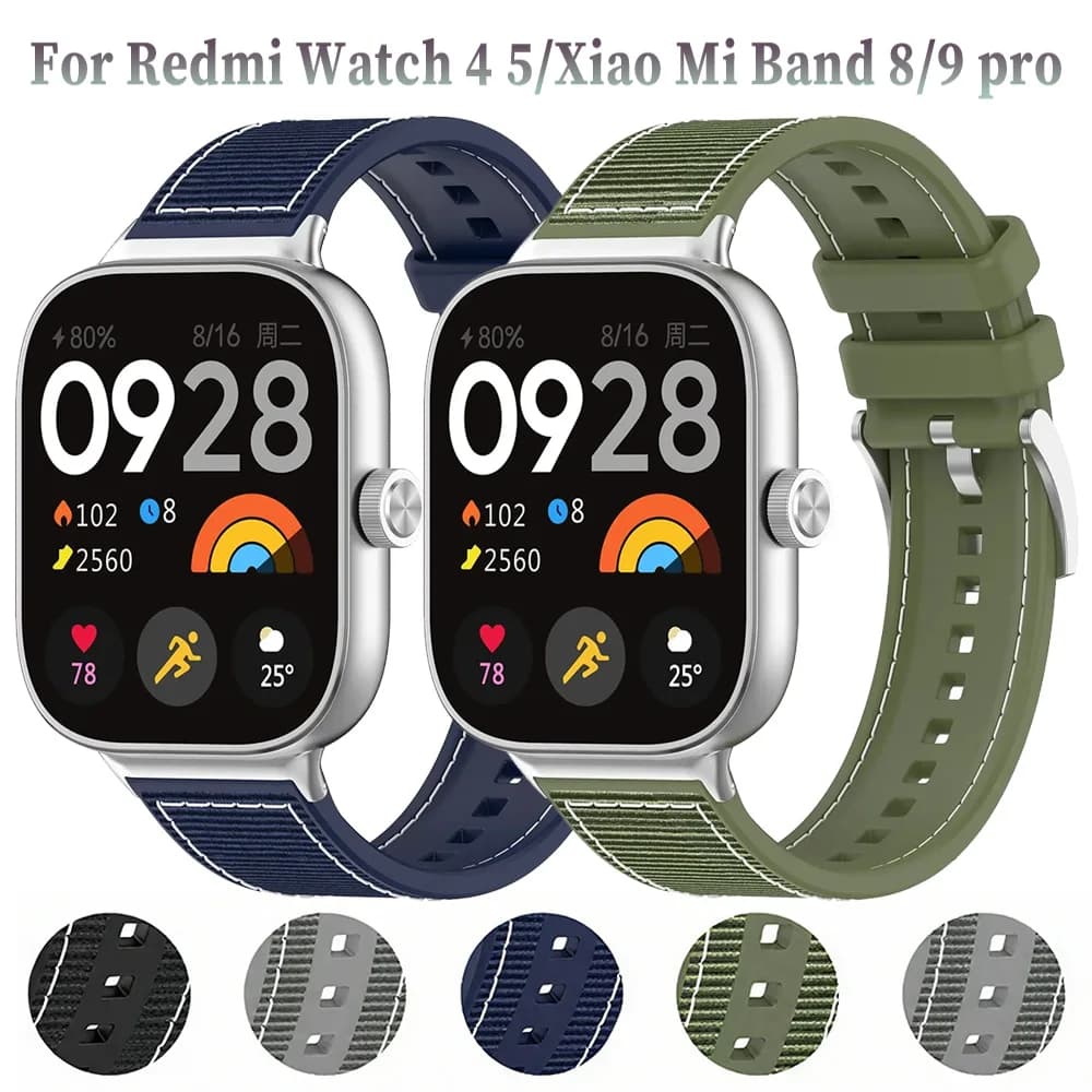 Cinturino in nylon intrecciato in silicone per Redmi Watch 4 5 Cinturino sportivo di ricambio per Xiaomi Mi Band 8/9 Pro Accessorio per cintura