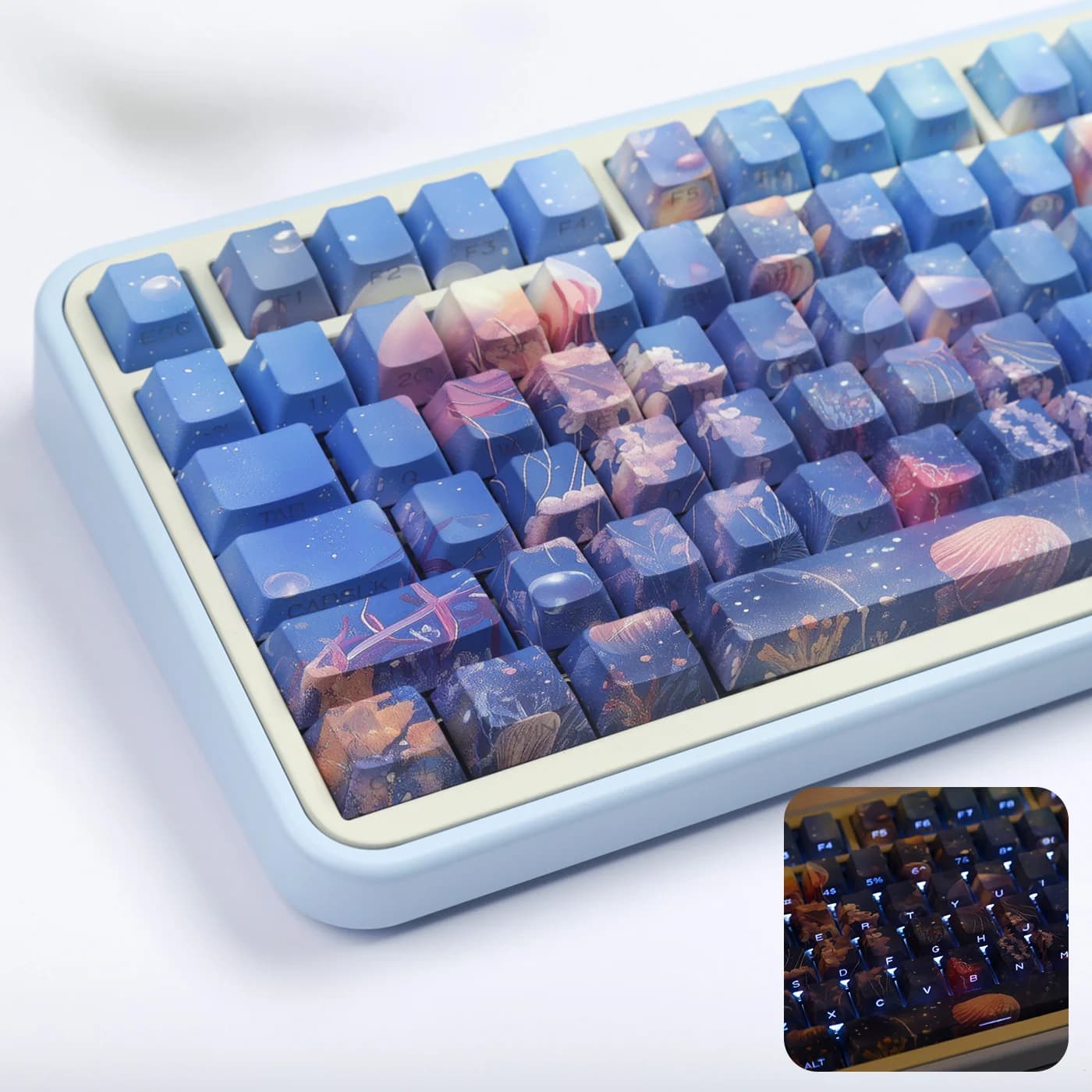 Keycaps traslucidi meduse Keycap PBT Chreey Profile Key Cap Dye-Sub per 65 68 HI8 F99 F87 G75 MX tastiera meccanica KeyCap