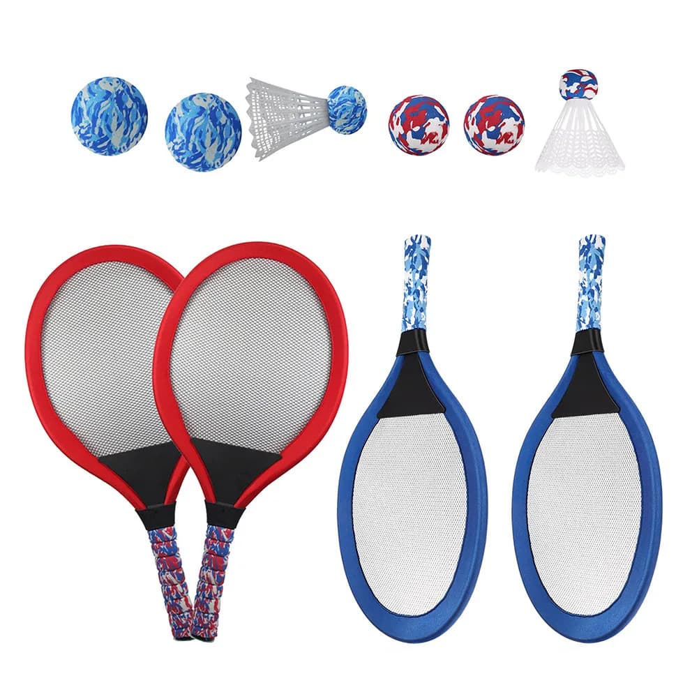 2 Set di Racchette da Tennis da Spiaggia per Bambini, Racchette Leggere in Plastica per Giochi Sportivi all'Aperto, Racchette da Tennis Colorate per Bambini