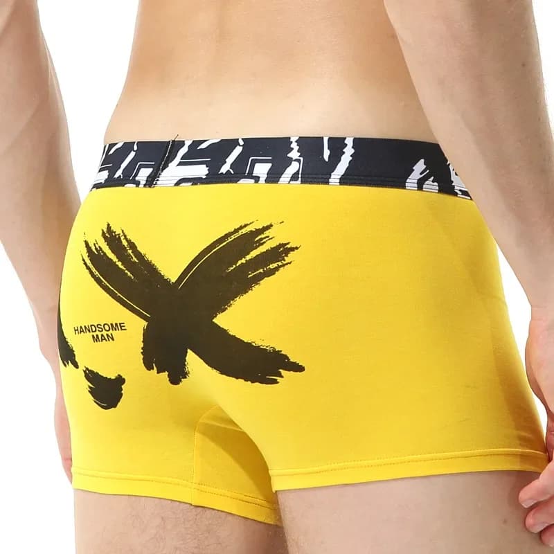 Intimo estivo da uomo in cotone, boxer comodi e traspiranti, pantaloni estivi a quattro angoli stampati a vita media da uomo giovane