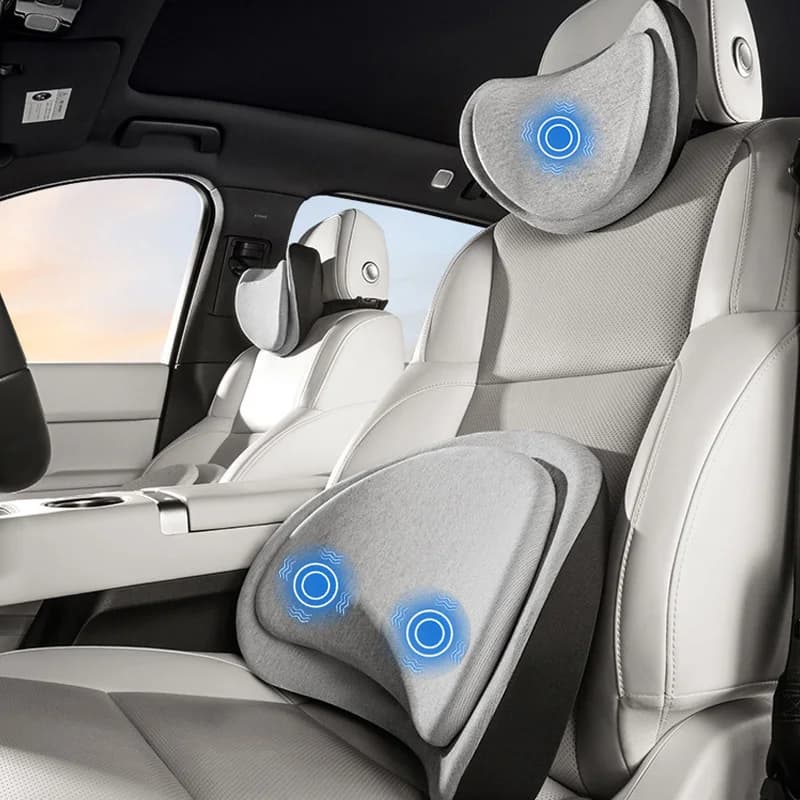 Nuovo poggiatesta per massaggio elettrico per auto Supporto lombare Vibrazione Vita Cuscino per collo lombare Cuscino per schienale Kit interni per seggiolino auto