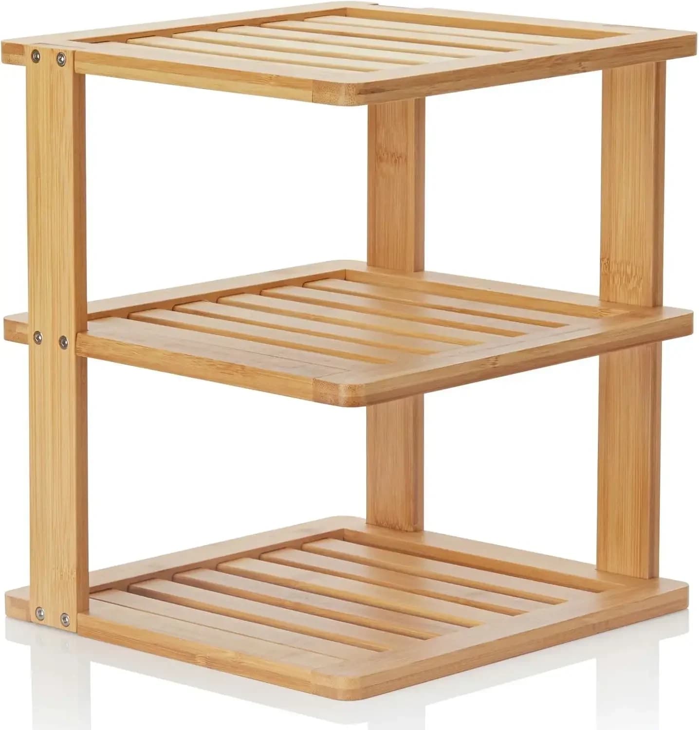 Corner Shelf - 3 Tier 10 x 10 inch and 11.5 inches high. Kitchen Cabinet Organizer - Pantry Organization and Storage - Bathroom Countertop Shelves