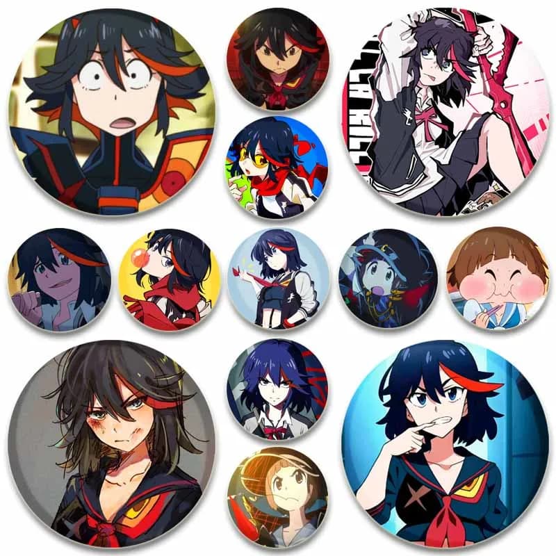 Anime KILL La KILL Spille con bottoni Matoi Ryuuko Distintivo del fumetto Rotondo Spille creative fai da te per zaino Accessori per gioielli Regali