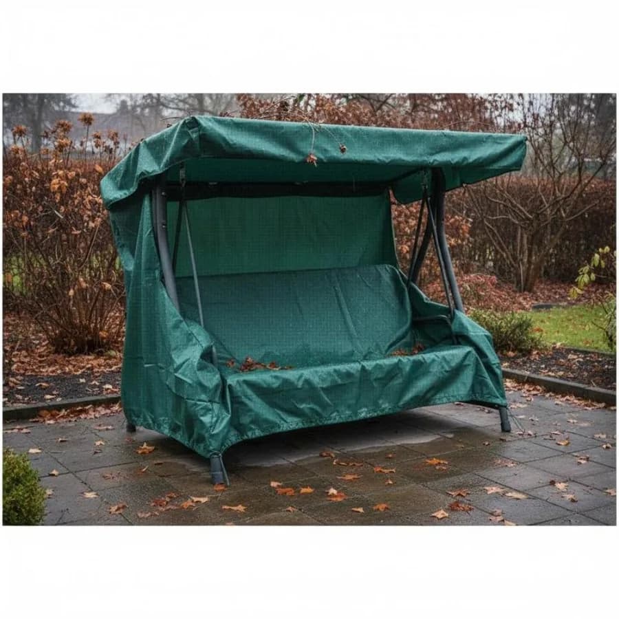 Copertura per panca a dondolo da giardino a 3 posti, protezione da pioggia per mobili da esterno, impermeabile e anti-UV, 215L x 15