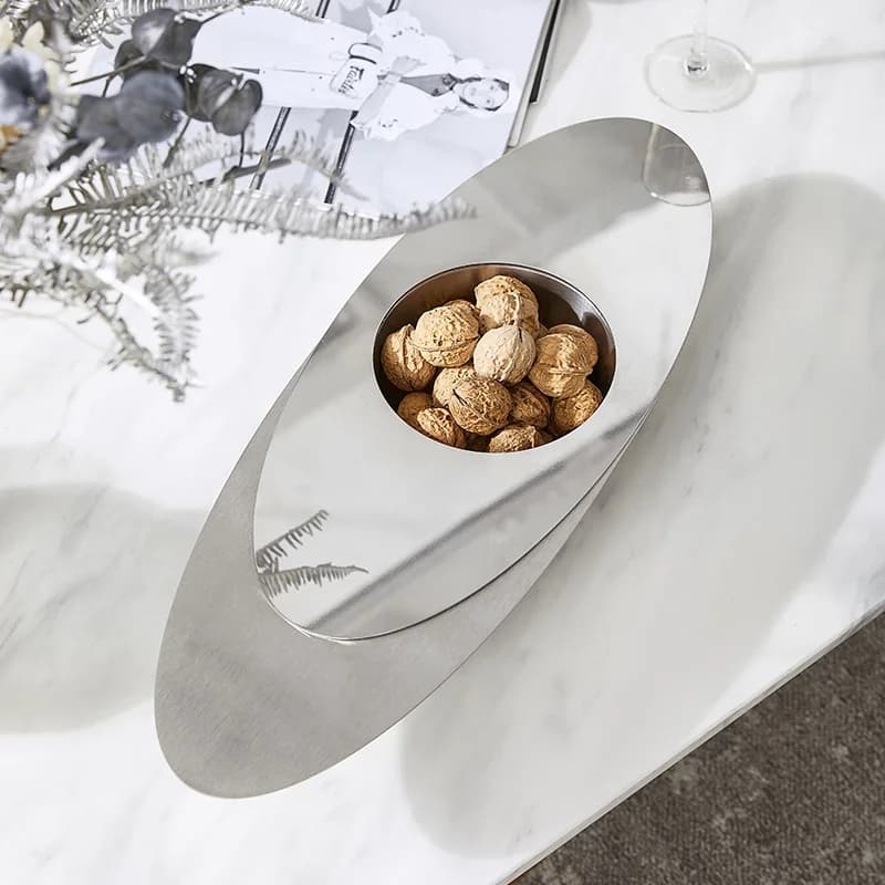 Lusso argento ovale arte decorazione in metallo piatto di frutta arredamento per la casa pendolo decorazione morbida tavolino ristorante vassoio da tavolo