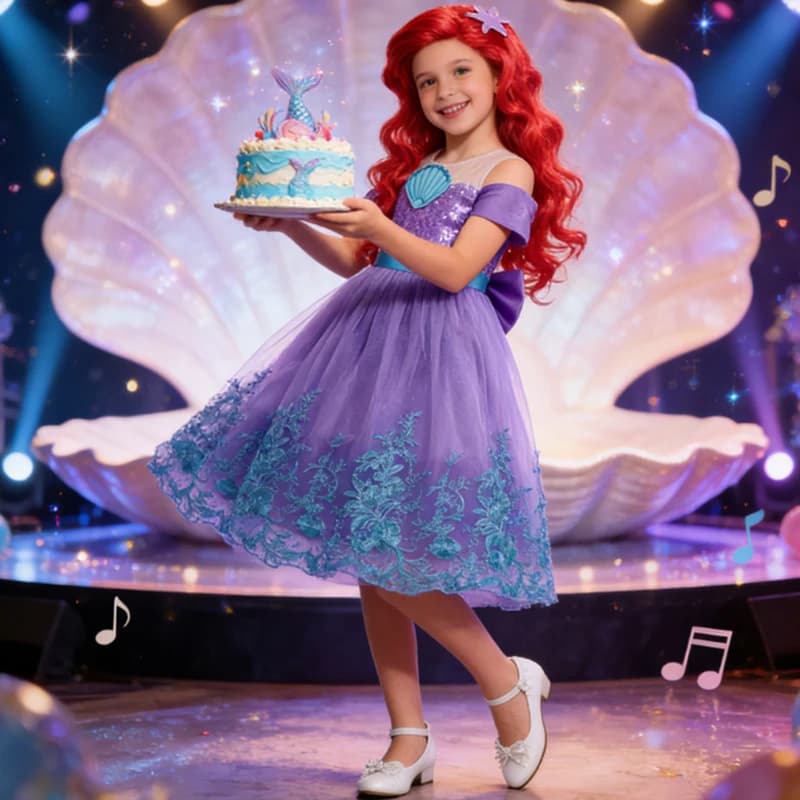 Costume da sirena per ragazza Abito da principessa a sirena Costume cosplay da sirena per bambini Carnevale per bambini Compleanno Abito da ballo Abiti da festa per ragazze