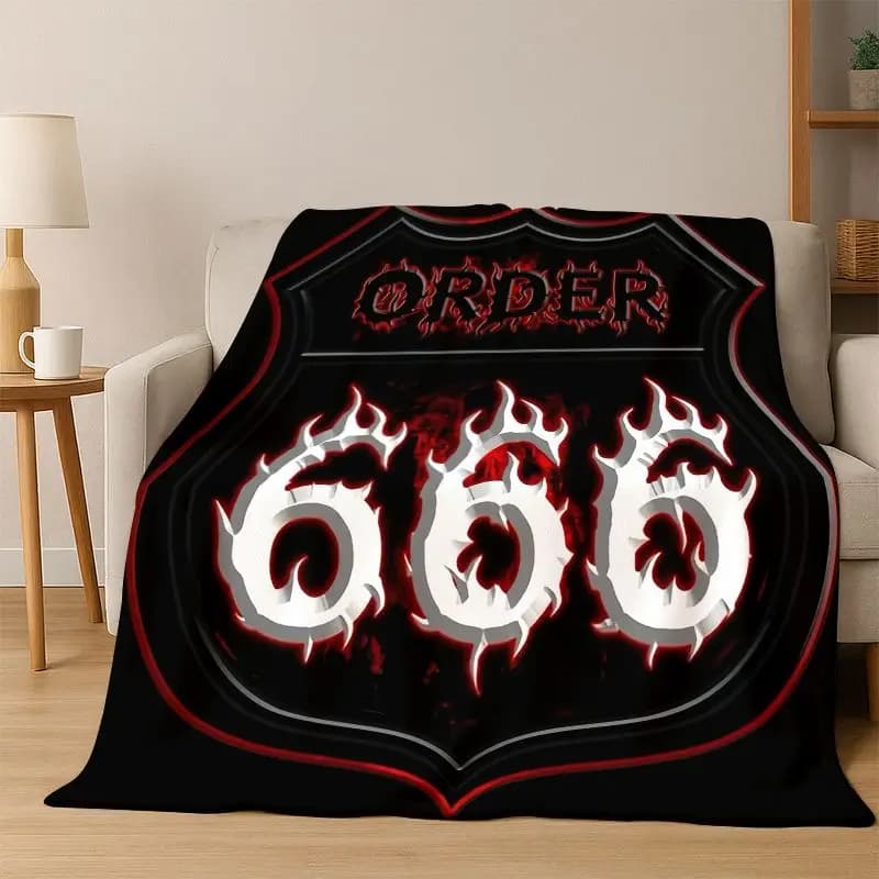 Retro Route66 America Mother Road Sign Flannel Blanket Soft Warm Throw Blanket for Bedroom Living Room Bed Travel Camping Picnic