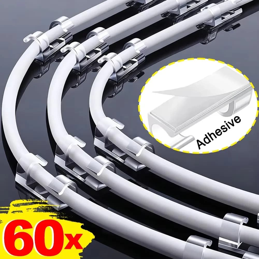 5-60 Pezzi Clip Autoadesive per Cavi, Organizzatore per Fili, Gestione Cavi Ethernet, TV, PC, Sotto Scrivania, Auto