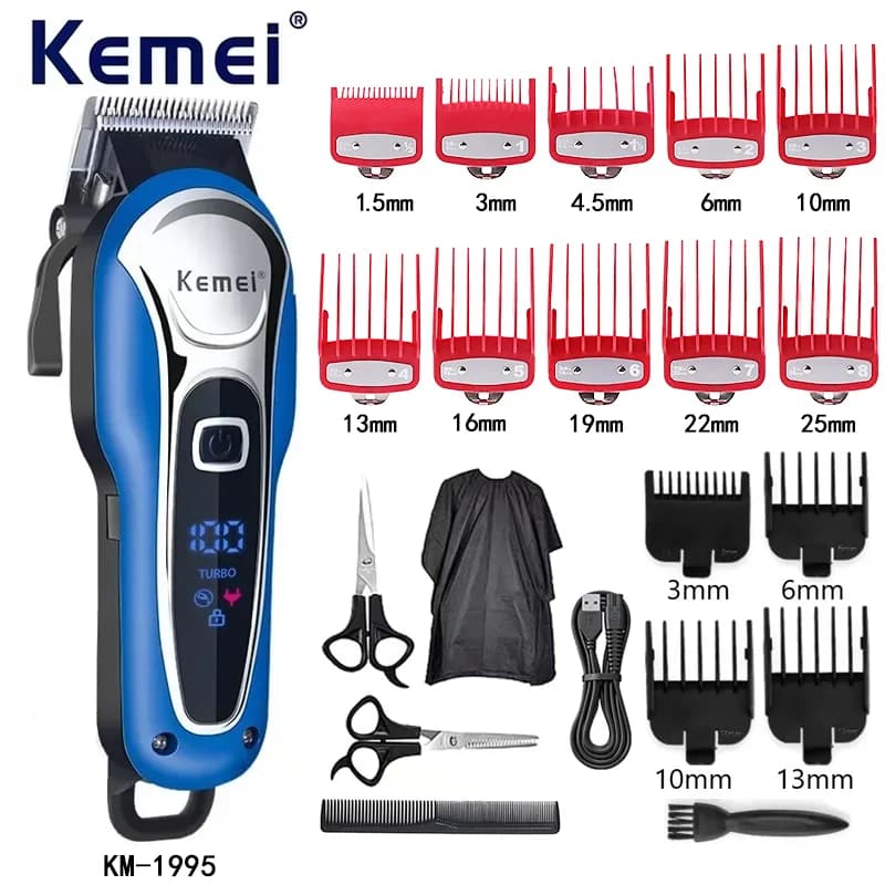 Tagliacapelli Kemei per Uomo KM-1995, Regolatore di Precisione Professionale Senza Fili, Macchina per Taglio Capelli Ricaricabile