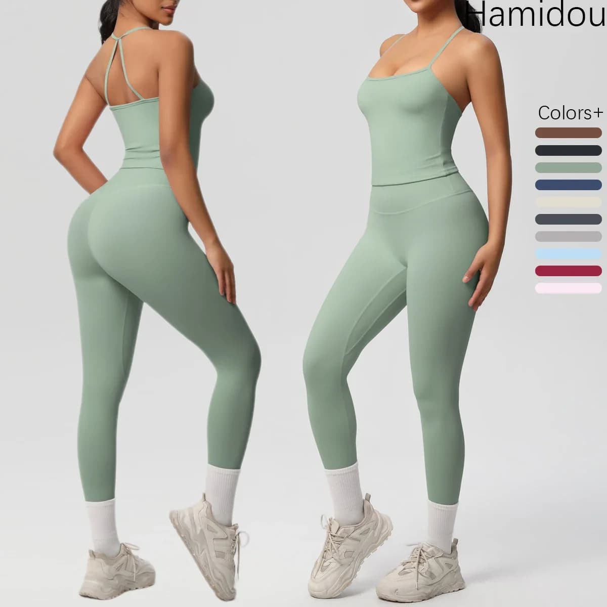 Halter Yoga Top Set Fitness Tuta da palestra Allenamento senza maniche Sport Top da palestra Crossover Indietro Intimo sportivo Controllo della pancia Dimagrante