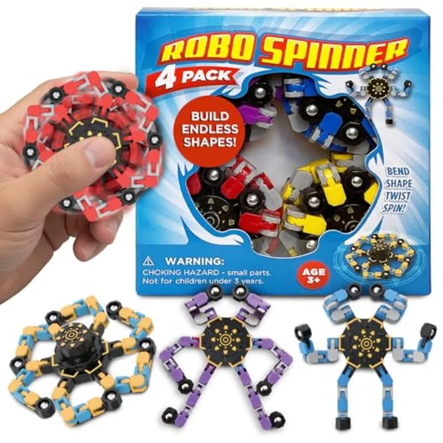 Giocattoli Fidget Spinner Robo, Confezione da 4 - Giocattolo Sensoriale Trasformabile per Adulti - Giocattolo Antistress e Antiansia per Ragazzi