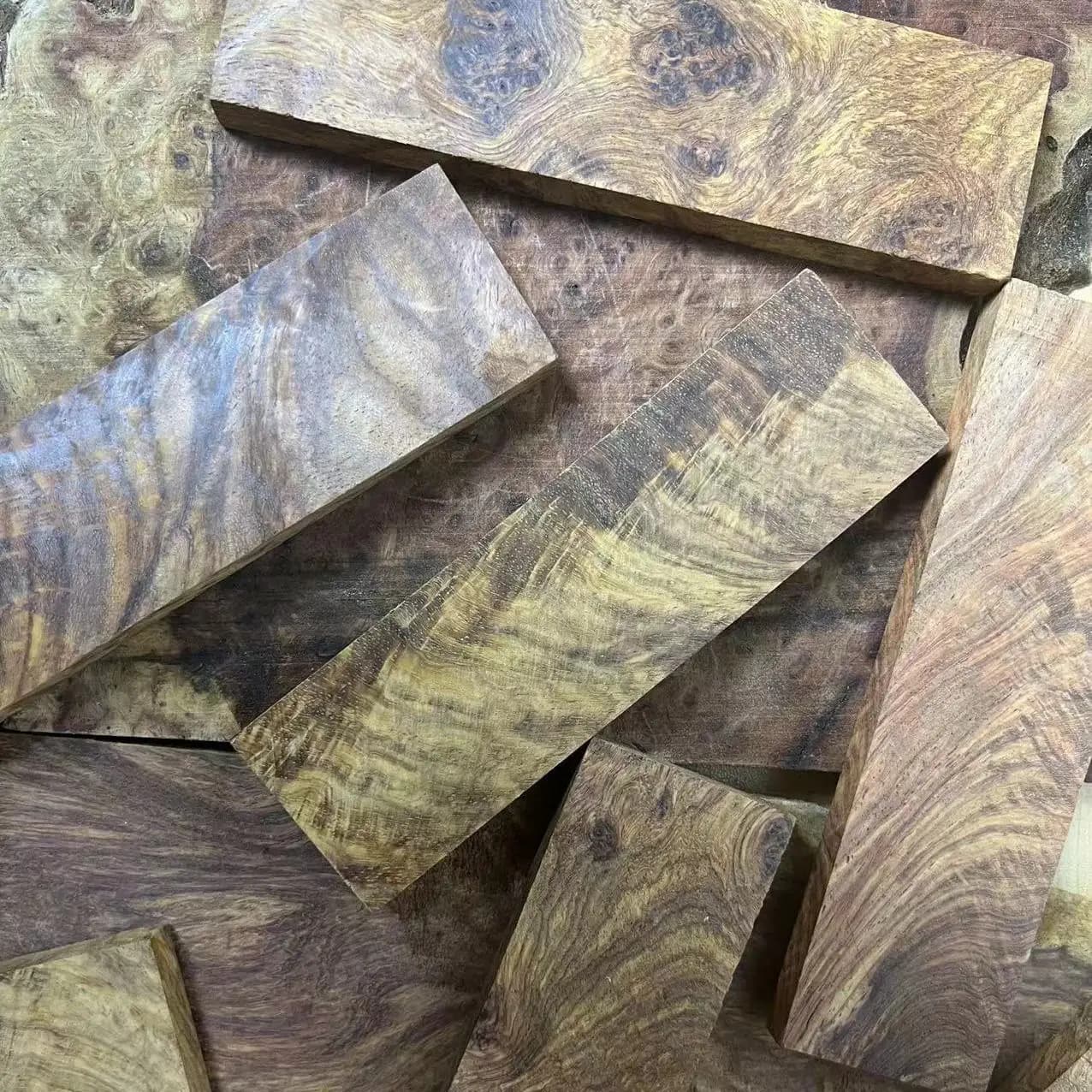 2 pezzi in legno stabilizzato fai da te riccio viola legno di sandalo modello casuale legno spaventato vecchio materiale intaglio del legno manico portatile