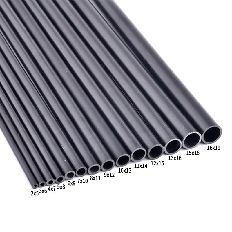 OD 5mm~19mm Black PVC Pipe Garden Irrigation Water Tube, Aquarium Fish Tank Adapter DIY Frame Connection Pipe 48~50cm Length