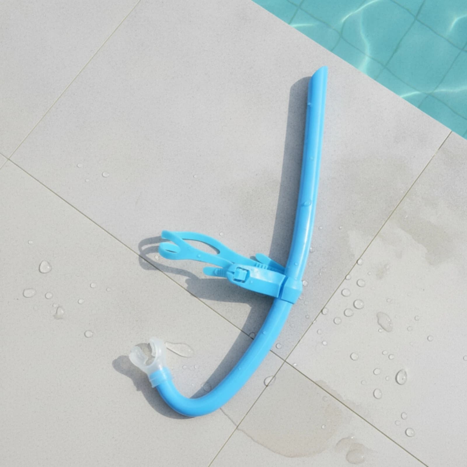 Dry Snorkel Adjustable Swimming Snorkel with Head Strap Soft Silicone Curved for Lap Swimmers