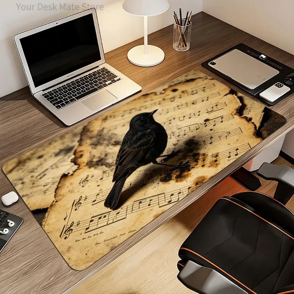 Black Bird Melody Mouse Pad . Computer Accessories Office Game Table Mats Anti-slip Gaming Keyboard Mousepads Desk Pads 400X900