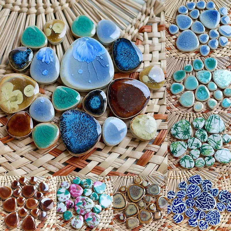 Piastrelle in ceramica fai da te da 100 g, piastrelle in vetro a forma di petalo, ornamenti fatti a mano, piastrelle da parete, cristalli per materiale decorativo cerh1