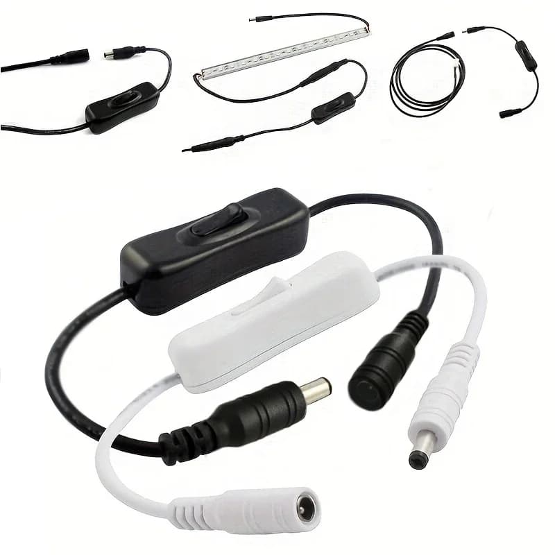 1Pc Inline 304 Interruttore On Off con cavo di alimentazione maschio femmina 5.5x2.1mm Interruttore connettore DC 5V 12V 24V per luce di striscia LED