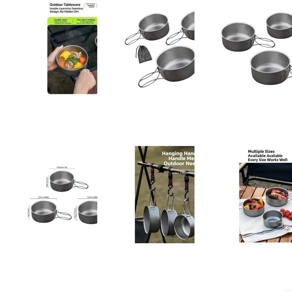 Trail Meal Bowl with Metal Body and Wire Handle for Camp Stove Heating, Outdoor Serving, Backpacking Use and Shared Meal Use in