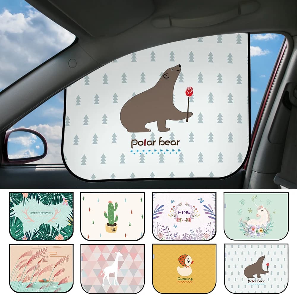 Parasole universale per auto con protezione UV magnetica, tendina parasole per finestrini laterali, per bambini, con simpatici cartoni animati, accessorio per auto.