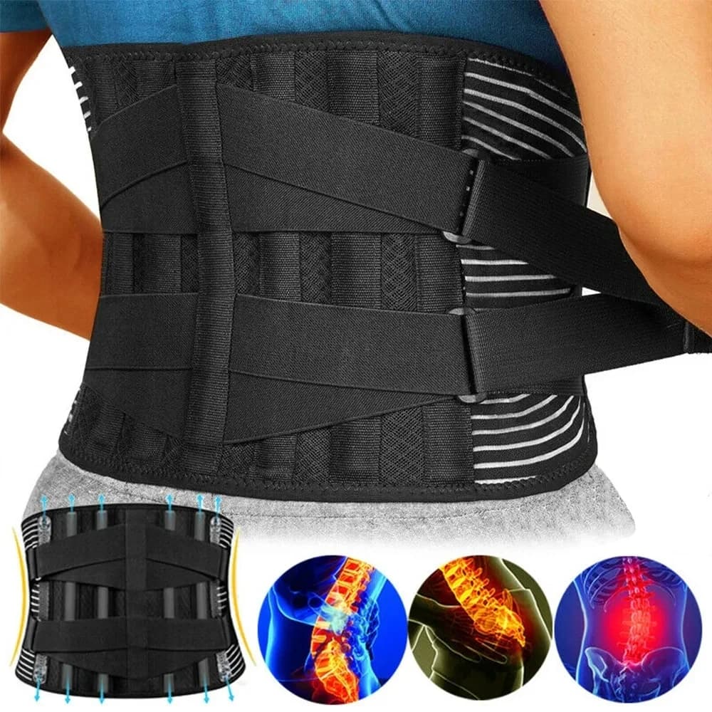 Cintura di supporto per la schiena regolabile Ortopedica medica lombare doppia trazione traspirante per sciatica con antiscivolo Allevia la vita rilassata