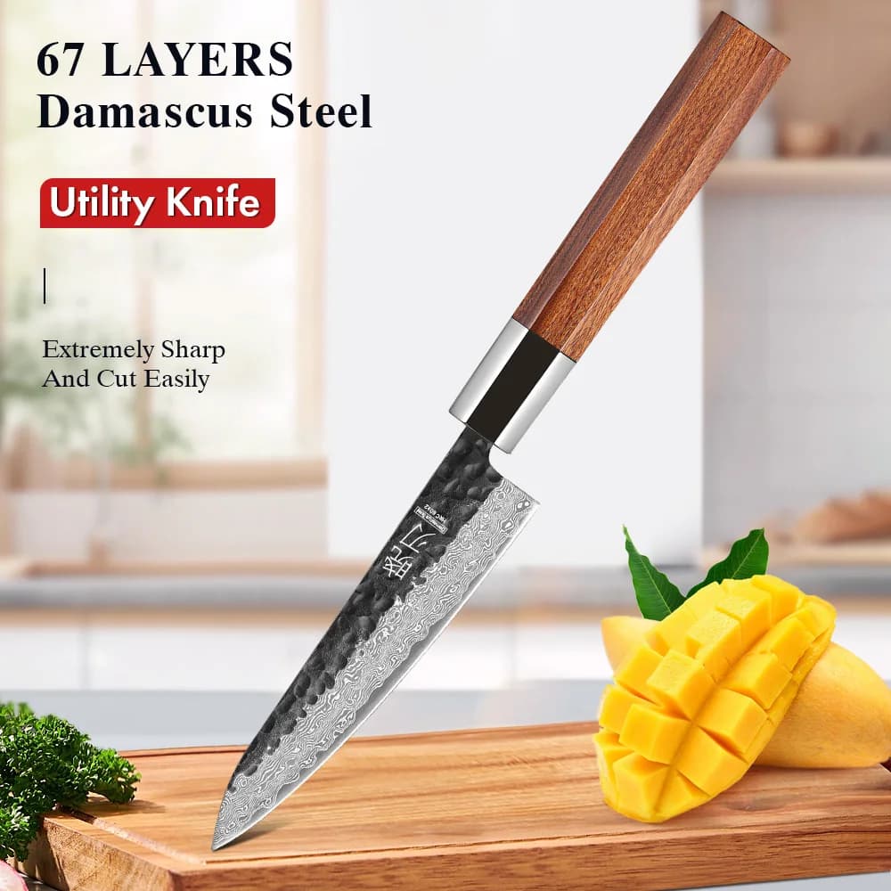 5 Inch Multipurpose Knife Professional chef knives in Damascus steel Kitchen Pelapatate for fruit and vegetable handmade Japanese Universal tools