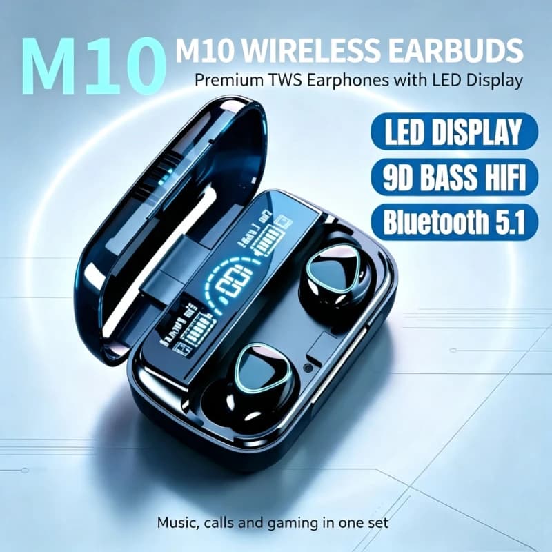 M10 Wireless TWS Bluetooth 5 3 Earphones 3500mAh Charging Box 9D Stereo Sports Waterproof Earbuds with Microphone Daily Use