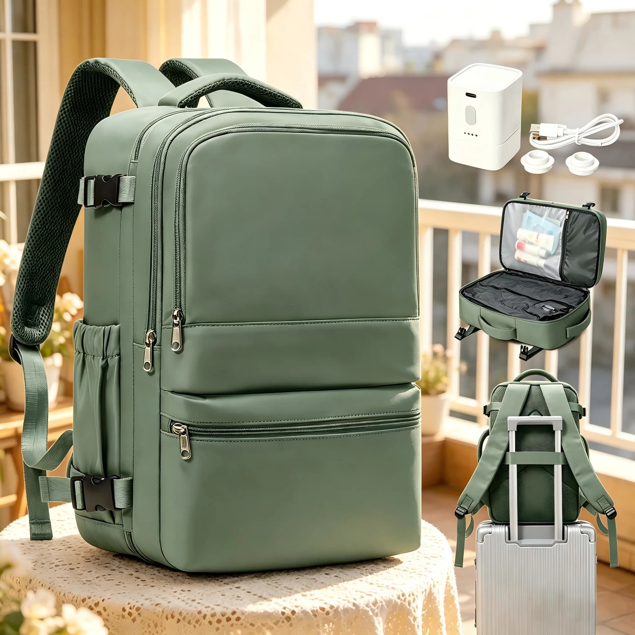 Borsa Ryanair 40x30x20, Zaino da Viaggio con Compressione Sottovuoto, Borsa Bagaglio a Mano, Borsa per Laptop, Zaino da Lavoro, Zaino per Donne e Uomini