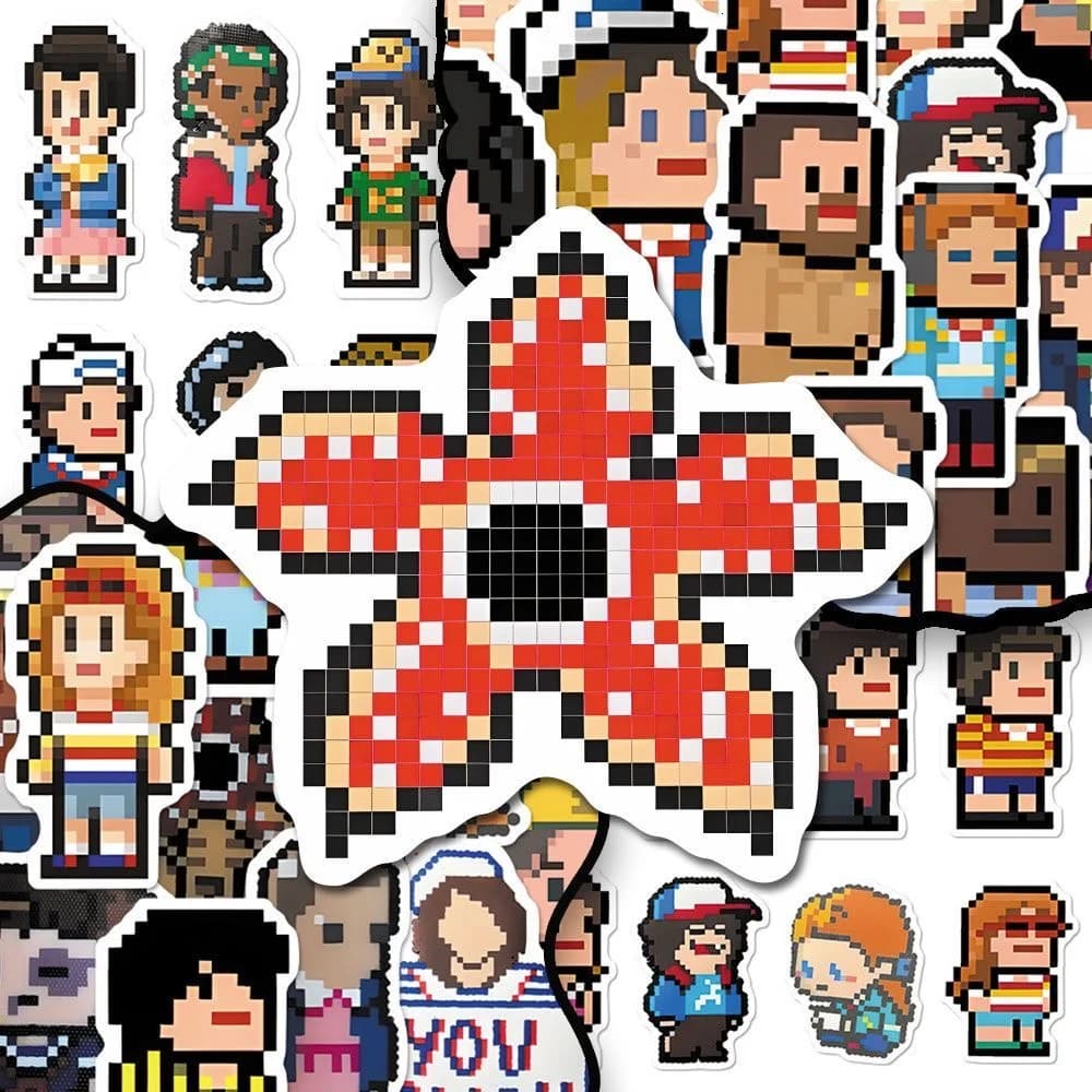 48 pezzi adesivi per giochi pixel benvenuti a Derry decalcomanie per telefono notebook valigia skateboard chitarra adesivo horror impermeabile fai da te