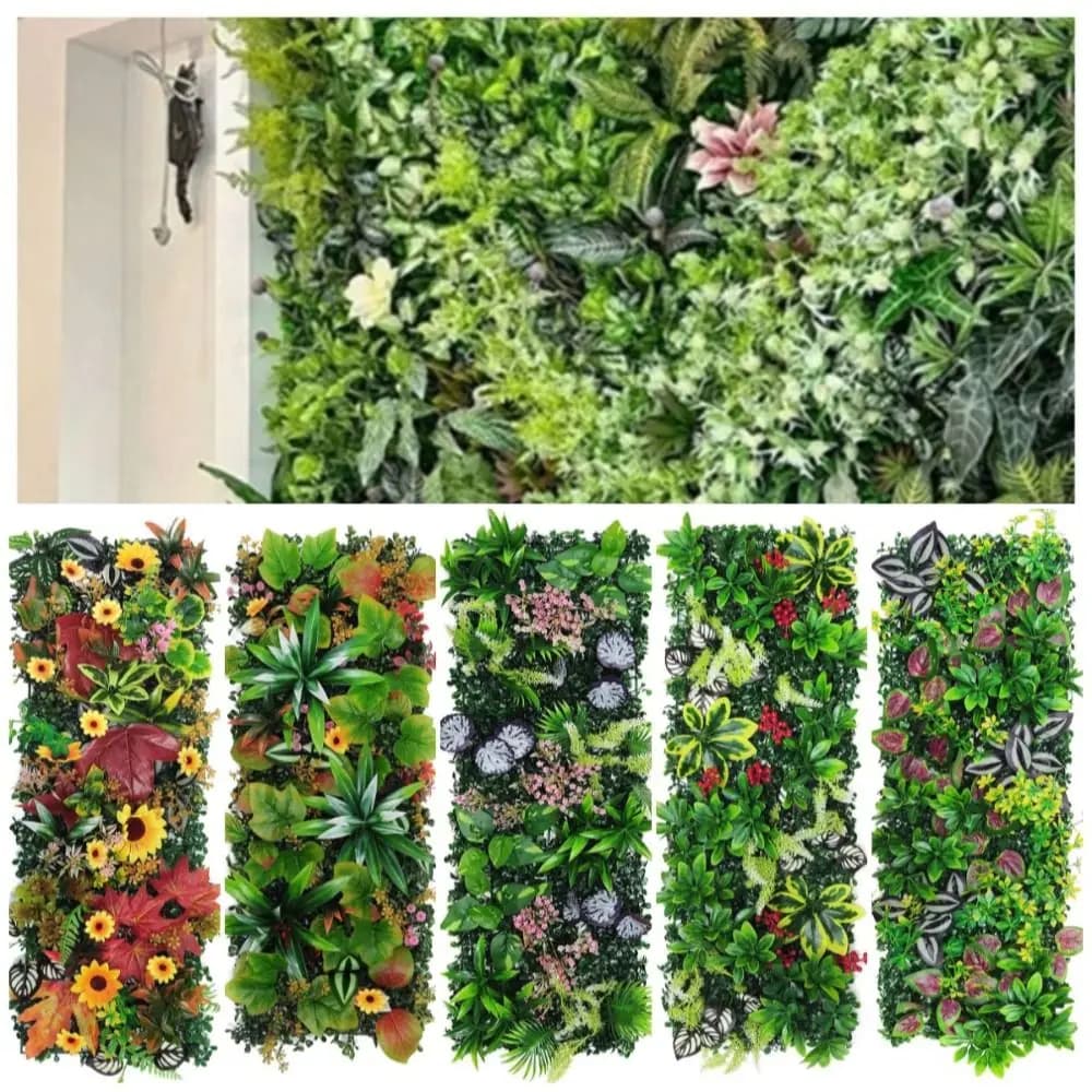 DIY Artificial Plant Wall Panel Flower 75x25cm Simulation Maple Plant Sheet Lifelike UV Protection Artificial Fern Grass