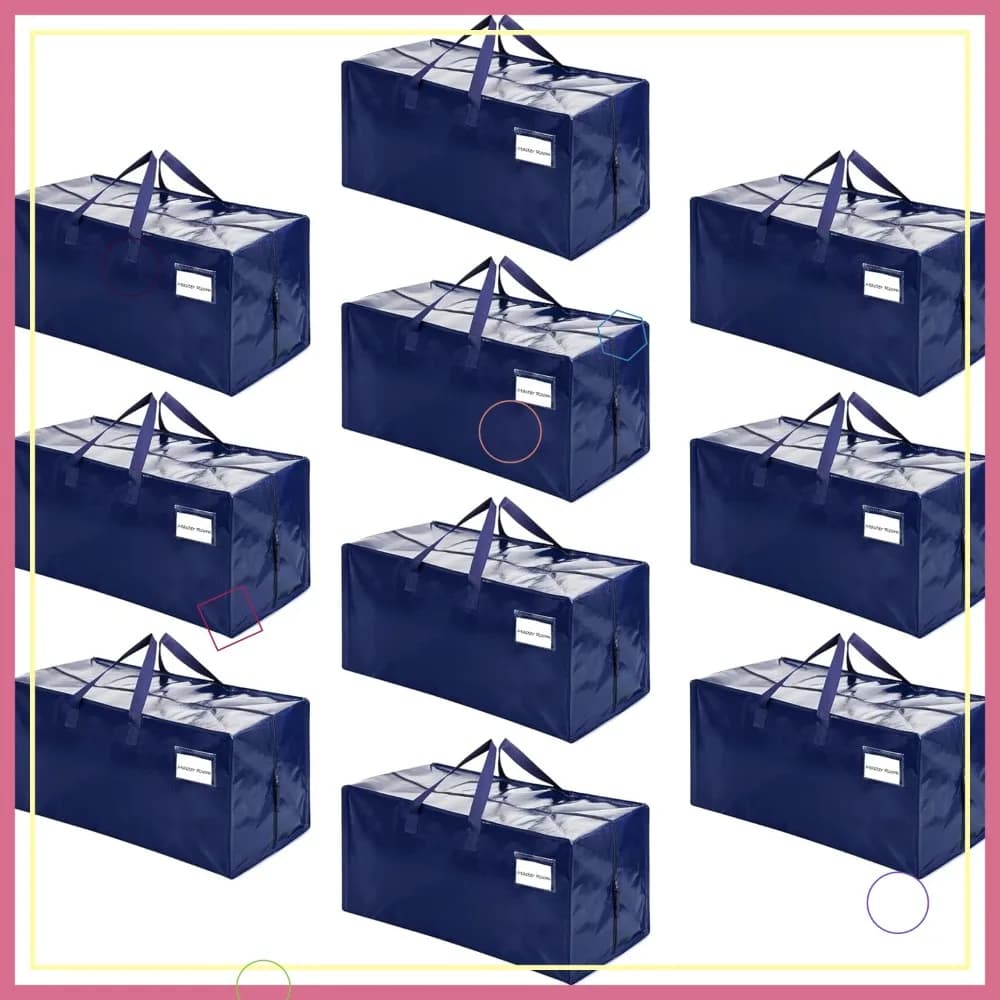 Confezione da 10 Sacchi per Trasloco Resistenti con Cinghie a Zaino, Cerniere e Maniglie per Essenziali per Dormitori Universitari e Materiali per Trasloco