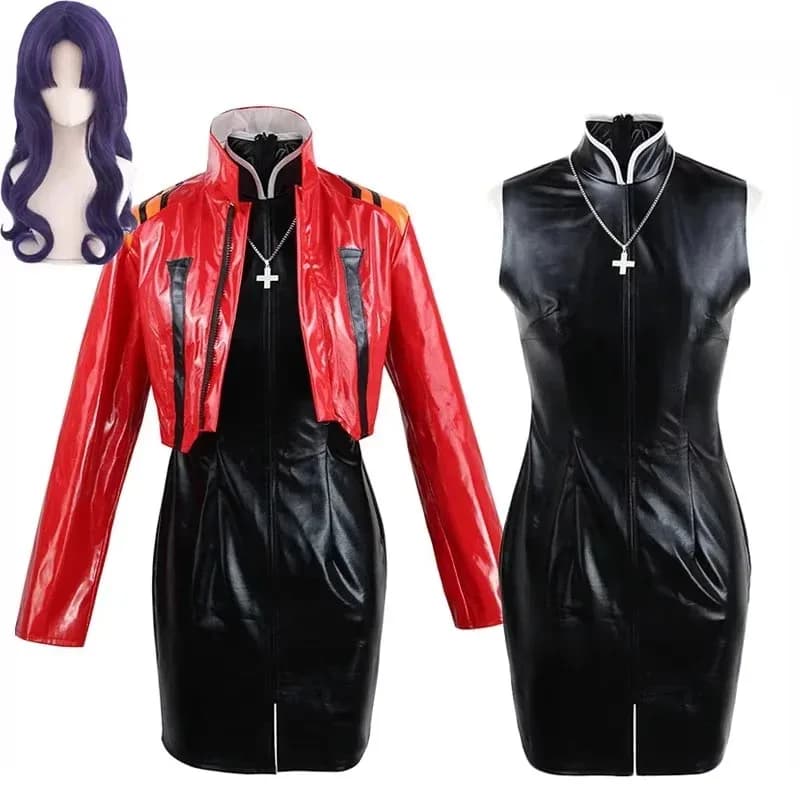 Katsuragi Misato Cosplay Fantasia, Uniforme Figure Anime, Set Completo di Abbigliamento, Giacca Rossa, a;2,c'4,h.
