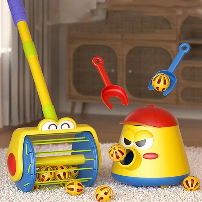 Giocattolo per annaffiatoio elettrico a bolle Montessori, raccoglitore di polvere con emettitore di campana educativo, gioco per bambini per addestramento cognitivo giocattolo girello
