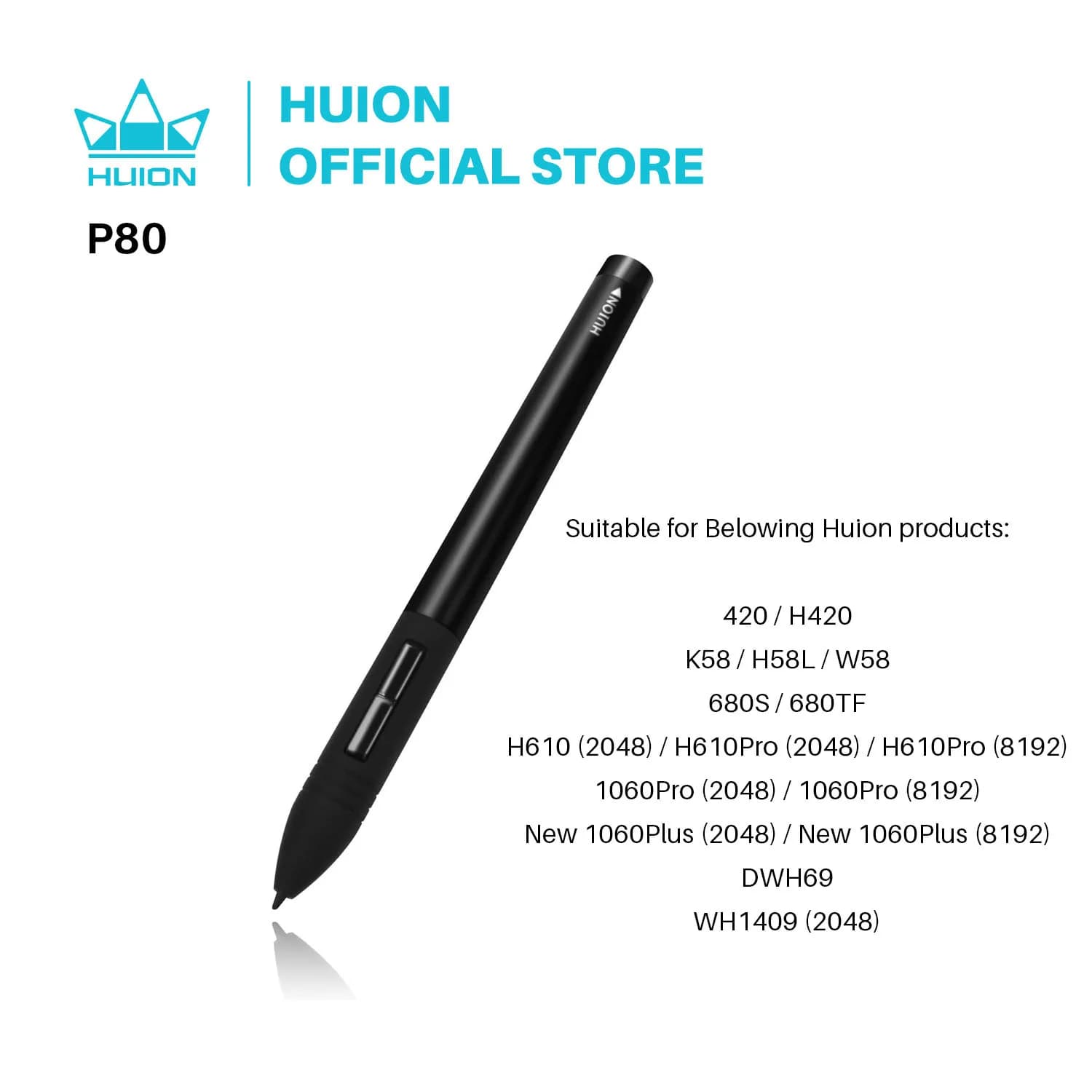HUION PEN80 Tavolette grafiche Penna digitale Penna ricaricabile Nero--P80