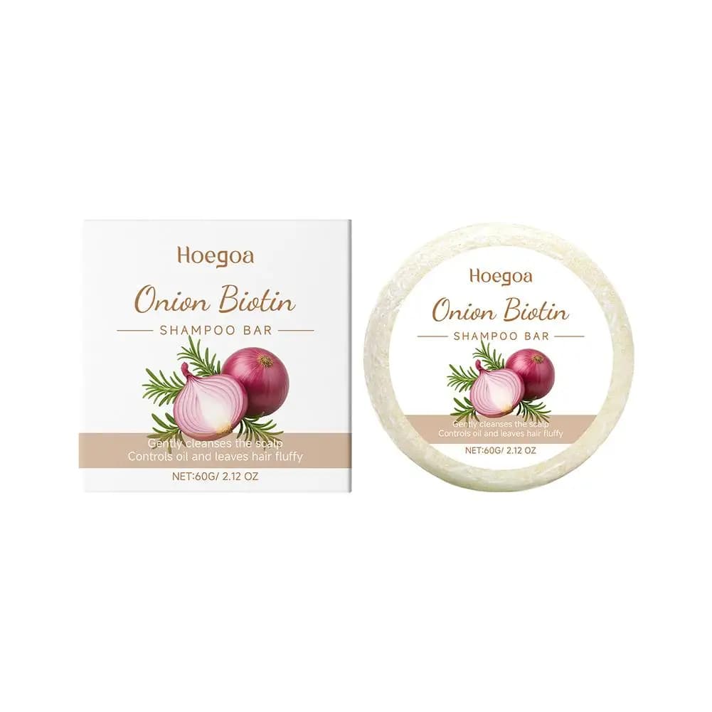 Shampoo Solido alla Cipolla e Biotina 60g, Formula No Flavour for Oleosity Control and Hair Strength with Humanity Retention Technology