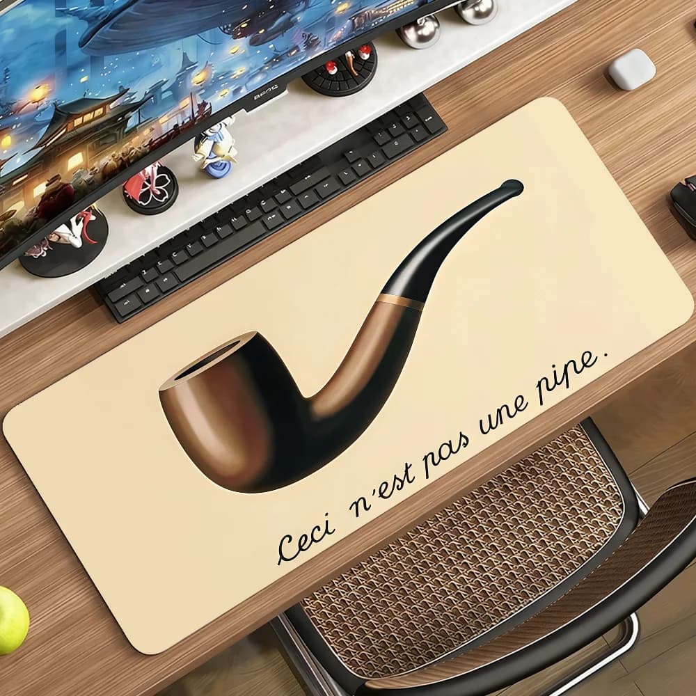 Tappetino per mouse Art R-Rene Magritte, tappetino per computer in gomma antiscivolo, tappetino da scrivania per gamer, decorazione, tappetino per laptop, ufficio, grande
