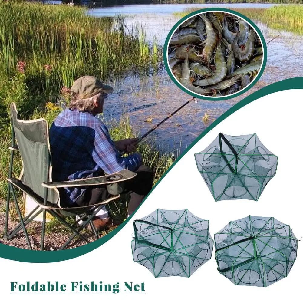 Rete a 6 fori per rete da pesca/attrezzatura/gabbia pieghevole raccoglitrice per gamberi casting/rete per pesci granchio/scavo/gamberetti/fuso/gialli trappole