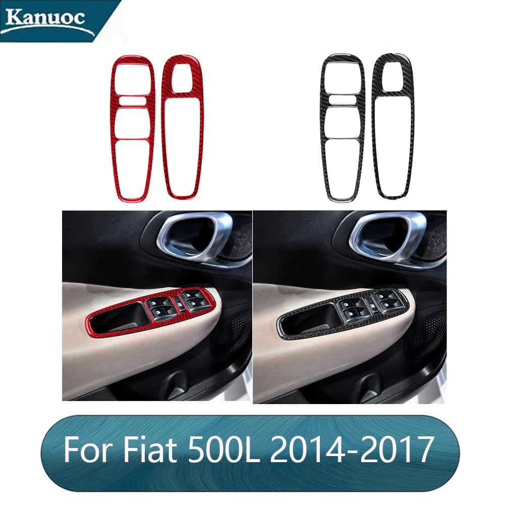 Adesivo portaoggetti interruttore pulsante finestrino auto in fibra di carbonio per Fiat 500L 2014-2017 Accessori decorativi interni auto di regolazione
