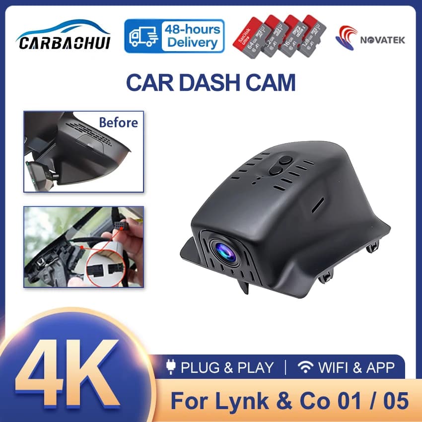 New 4K Plug and Play Dash Cam Video Converter Wifi Car DVR Camera for Lynk & Co 01 2017-2025 For lynk co 05+ 2020 2021 2022