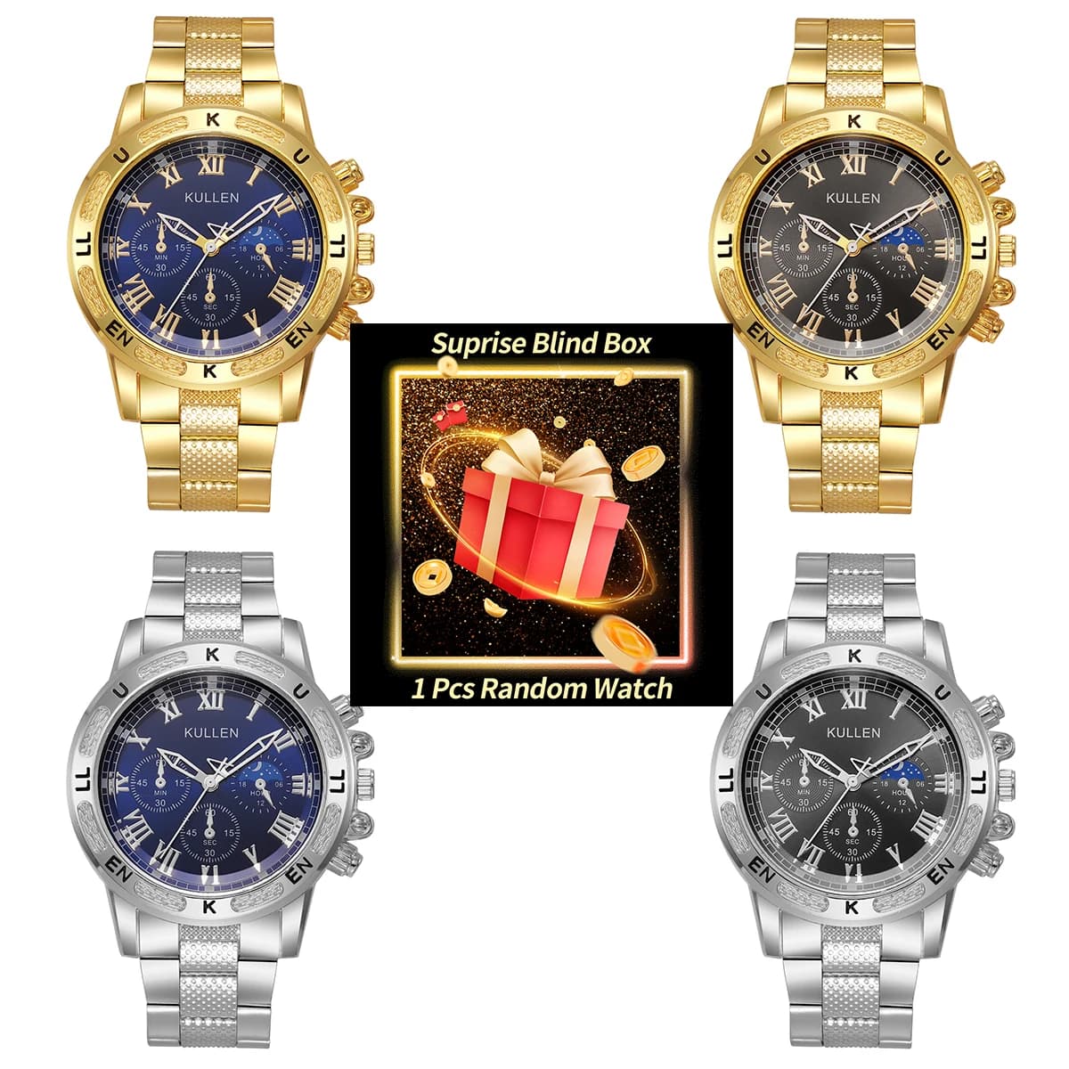1PC Surprise Mystery Watch Cieco Box-Lusso Dial Big Watch Men's Quartz Fashion Men's Business Watches Polso Reloj Hombre