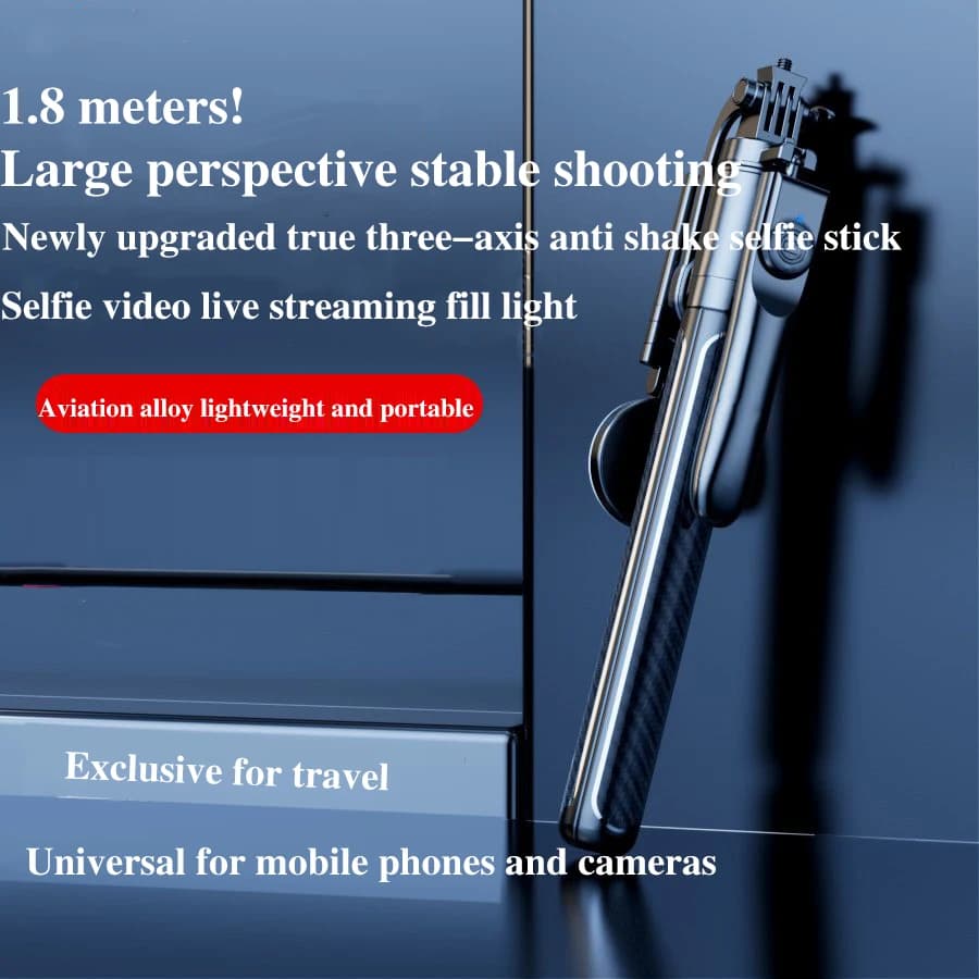 Bastone Selfie Portatile da Viaggio per Cellulare, Girevole a 360 Gradi, Treppiede Universale con Rotazione Orizzontale